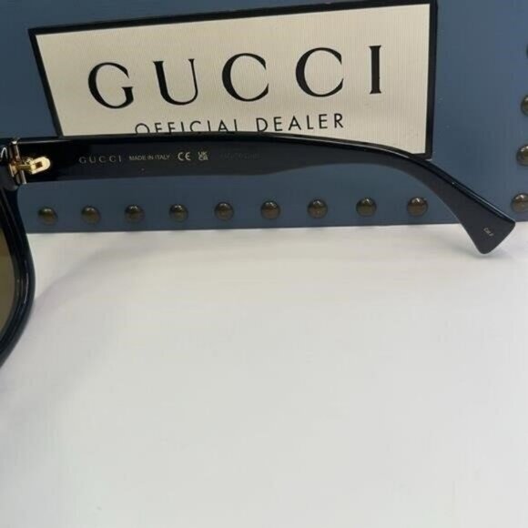 GUCCI GG1140SK-003 Unisex Classic Designer Sunglasses in Black & Gold/Brown 54mm - Picture 7 of 14
